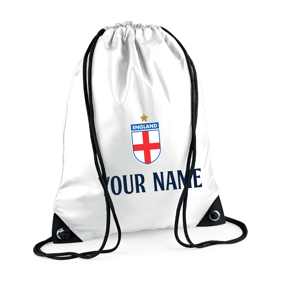 Customisable England Football Drawstring Gym Bag with Free Personalisation